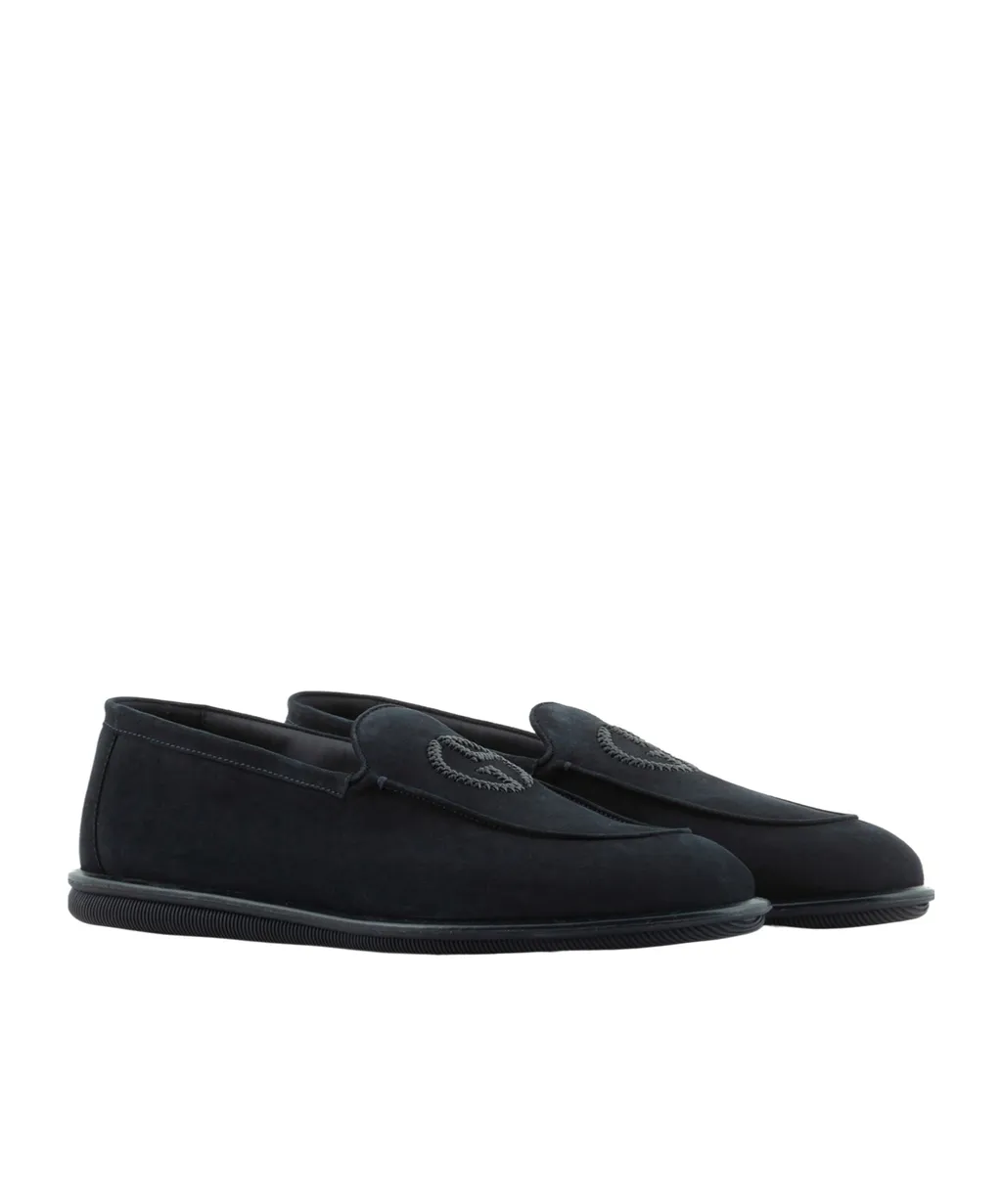 Giorgio Armani Logo Embroidered Slip-On Loafers