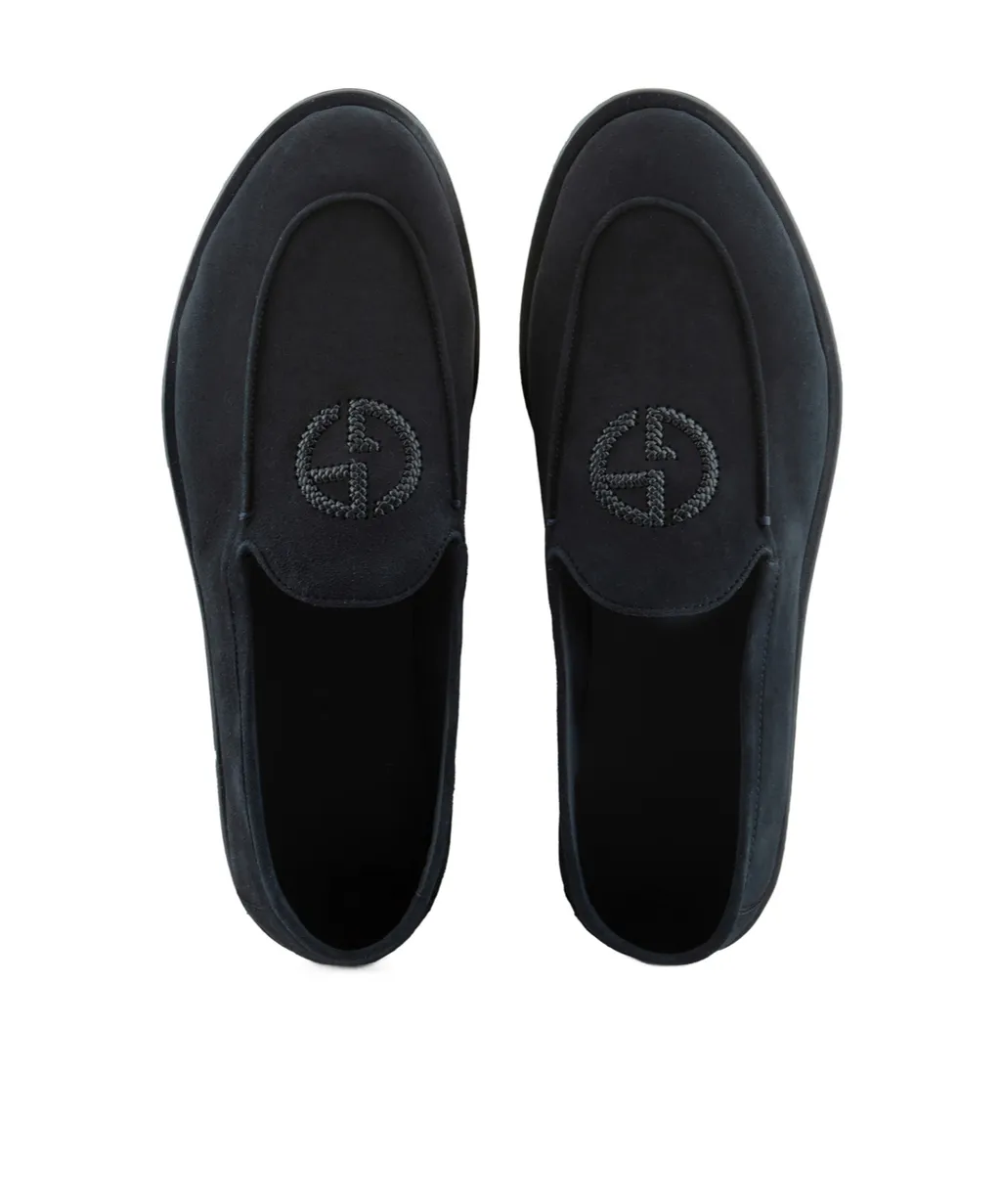 Giorgio Armani Logo Embroidered Slip-On Loafers