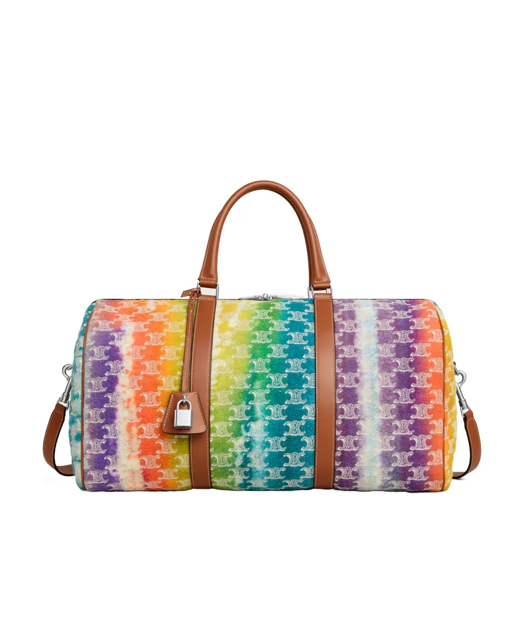 Medium Travel Bag In Textile With Triomphe Embroideries And Calfskin