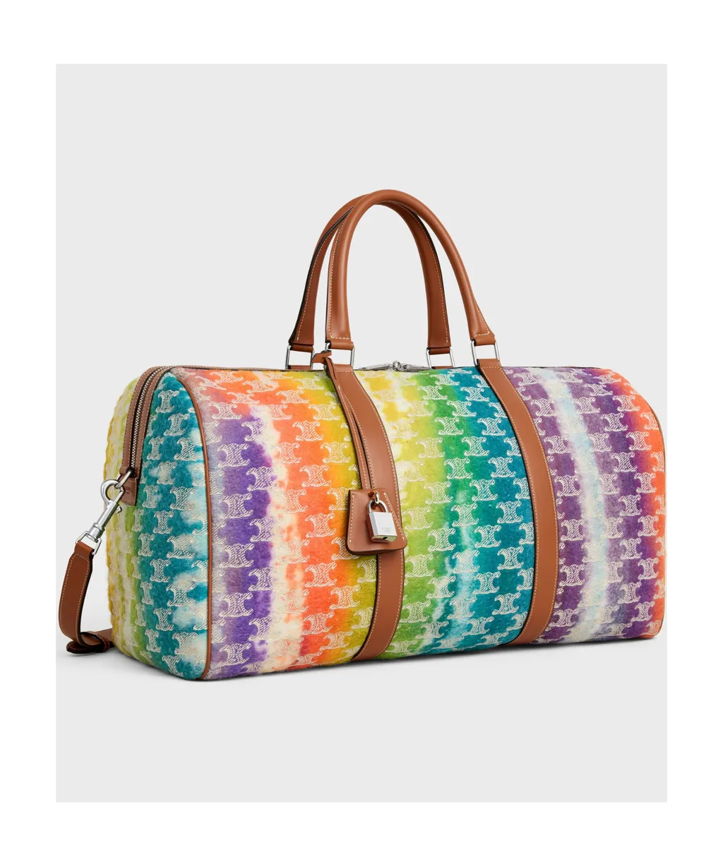 Medium Travel Bag In Textile With Triomphe Embroideries And Calfskin