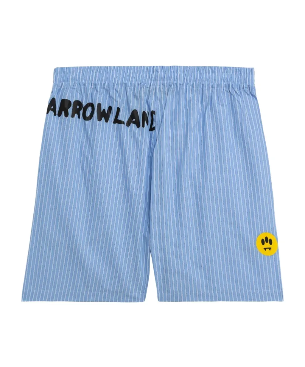 Barrow Logo Printed Pinstriped Shorts