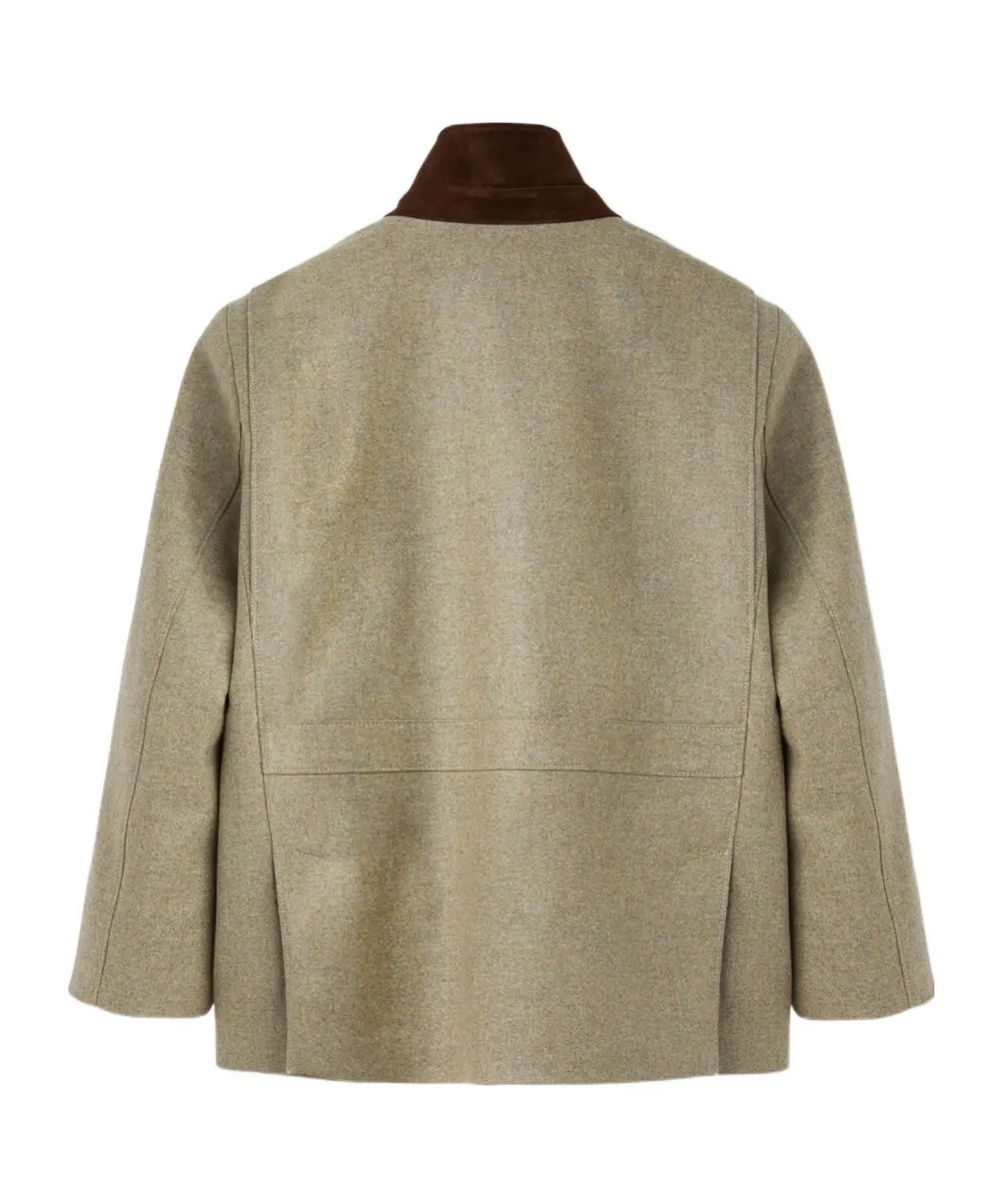 New-Cut Wool Cashmere Button Stand-Collar Casual Jacket