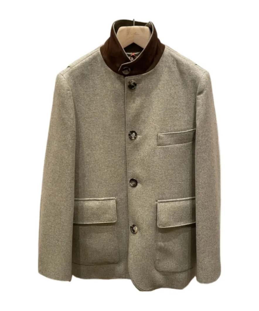 New-Cut Wool Cashmere Button Stand-Collar Casual Jacket