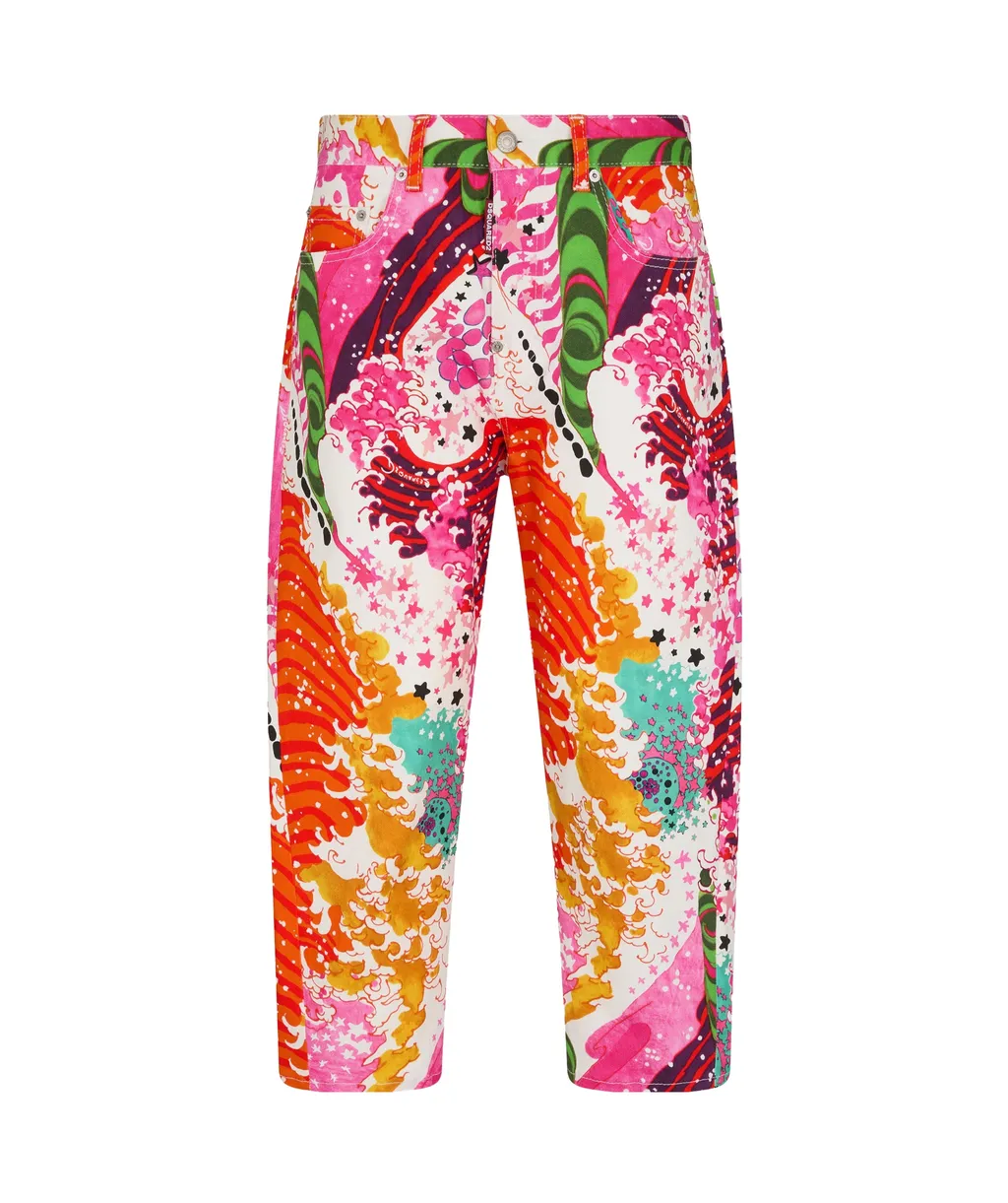 Graphic-Print Cropped Trousers