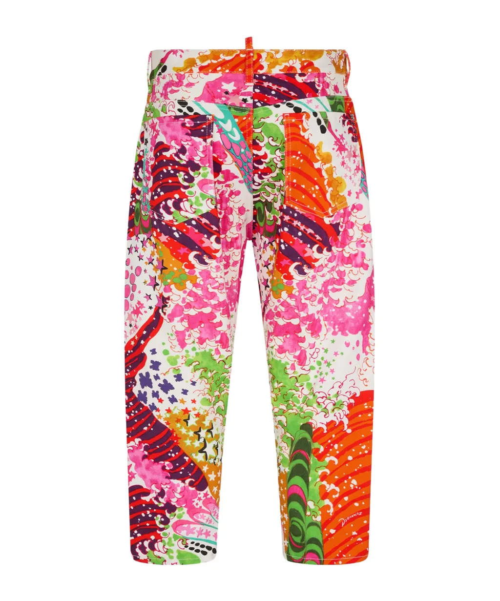 Graphic-Print Cropped Trousers