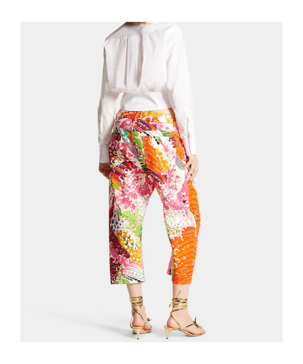 Graphic-Print Cropped Trousers