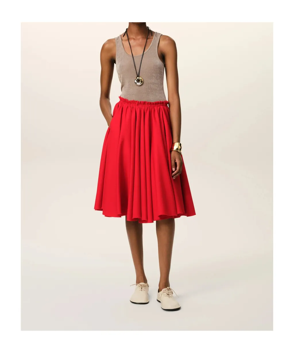 Ami Elastic Waist Midi Skirt