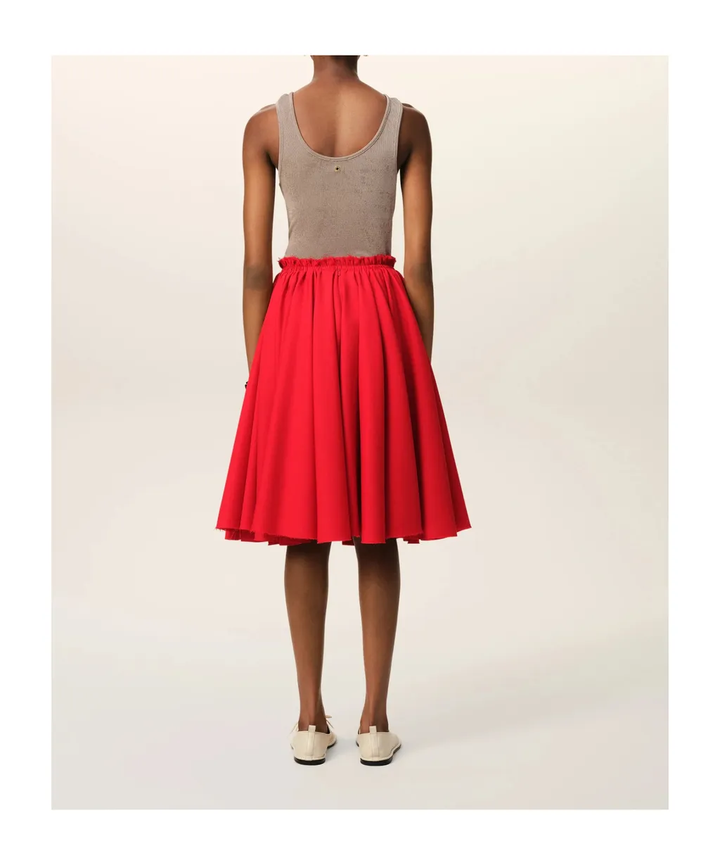 Ami Elastic Waist Midi Skirt