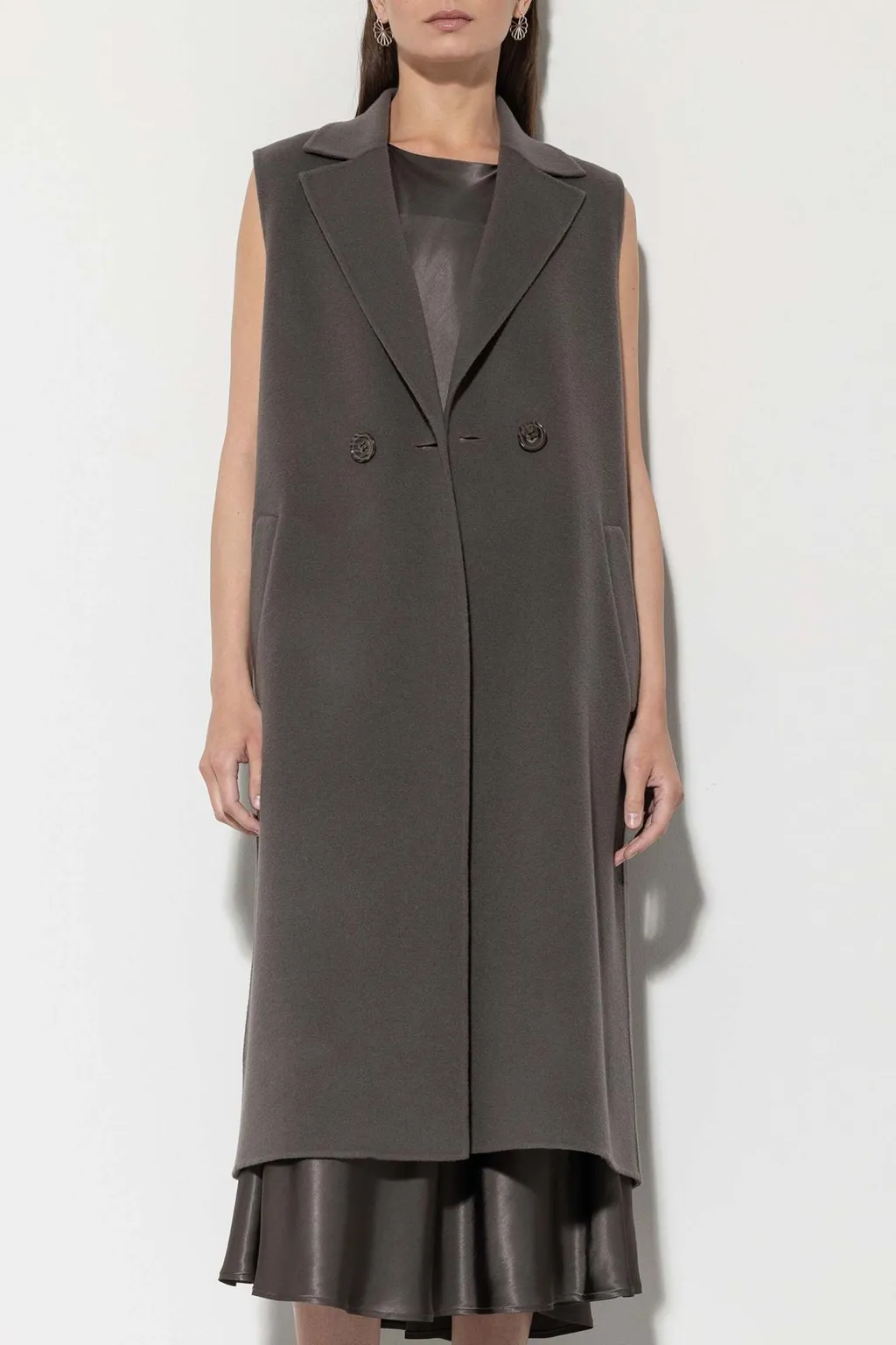 Doubleface Long Wool Vest