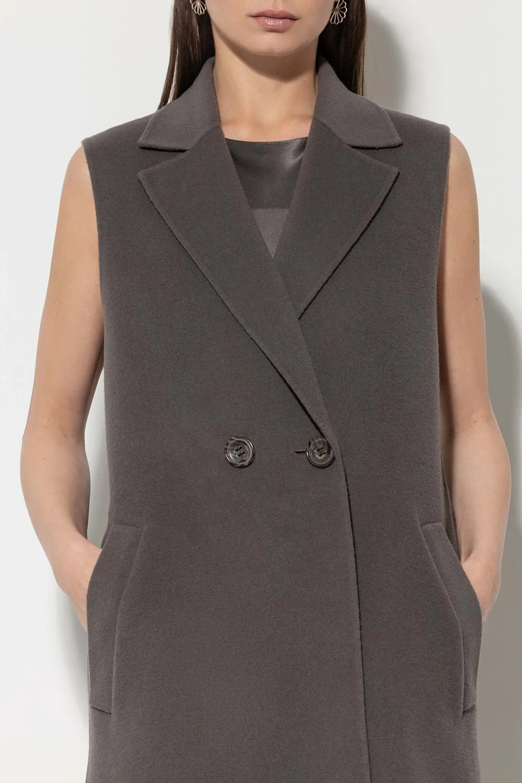 Doubleface Long Wool Vest