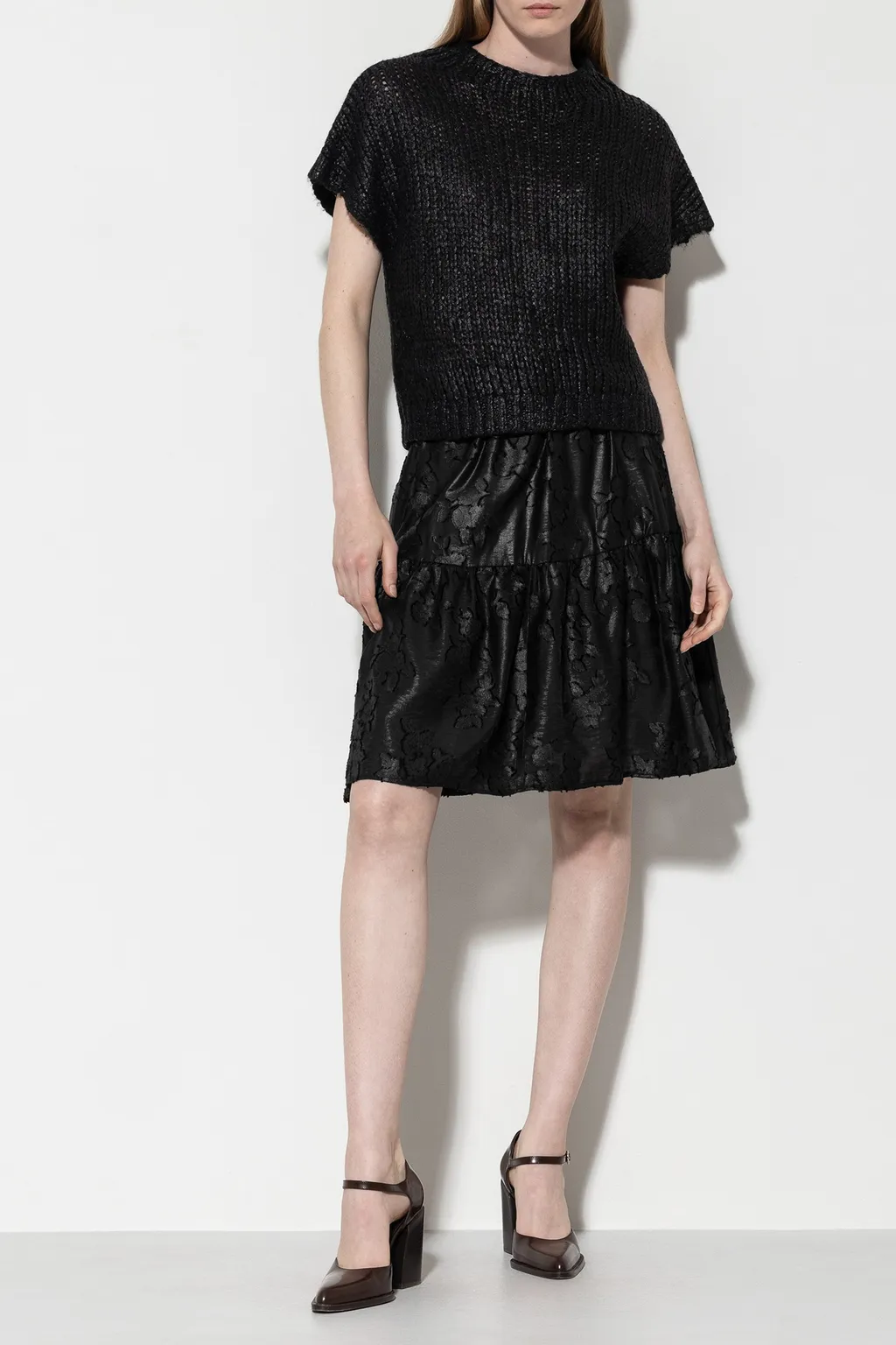 Flower Pattern Ruffled Skirt