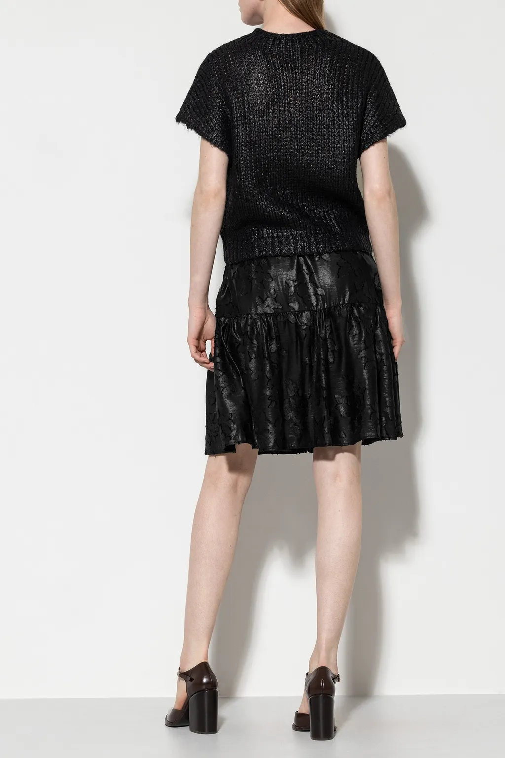Flower Pattern Ruffled Skirt