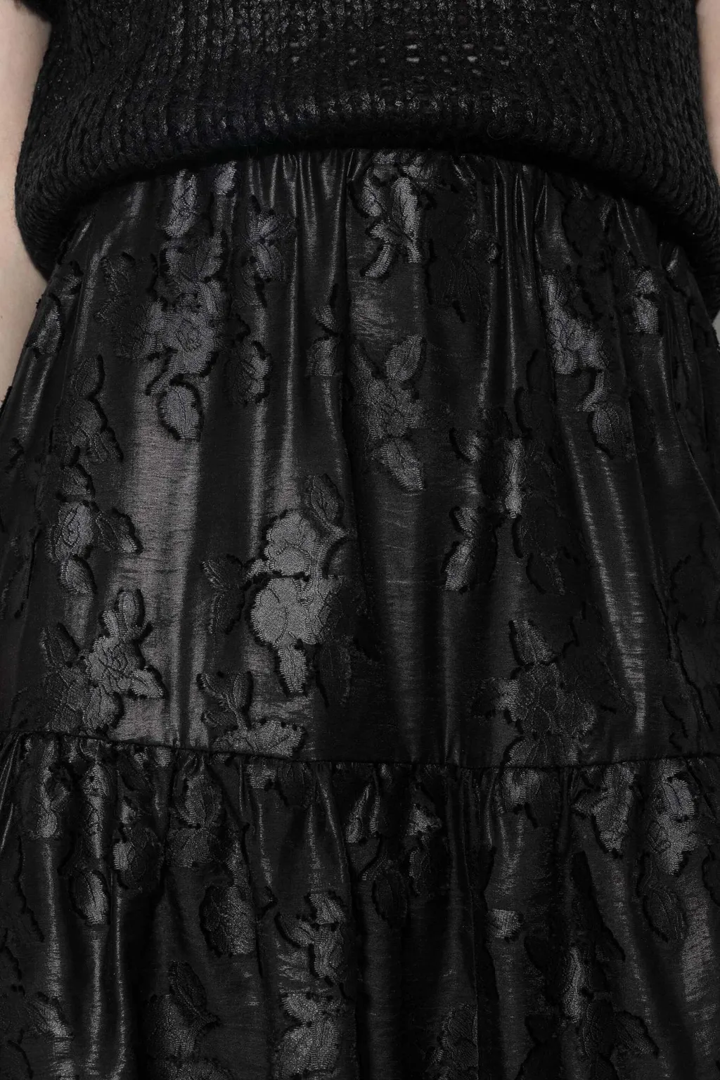 Flower Pattern Ruffled Skirt