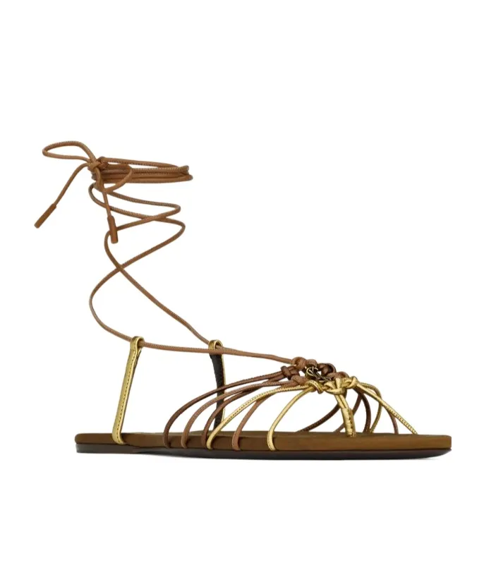Saint Laurent Babylone Logo Plaque Flat Sandals
