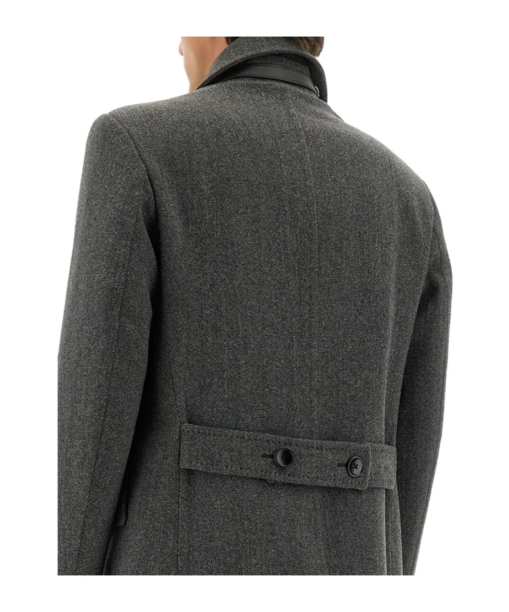 Herringbone Double-Breasted Coat