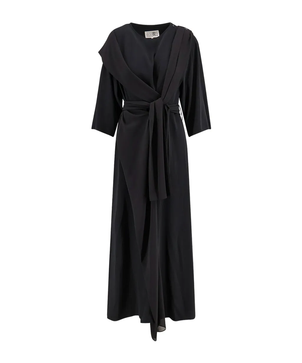 Mm6 Maison Margiela Three Quarter Sleeved Belted Dress