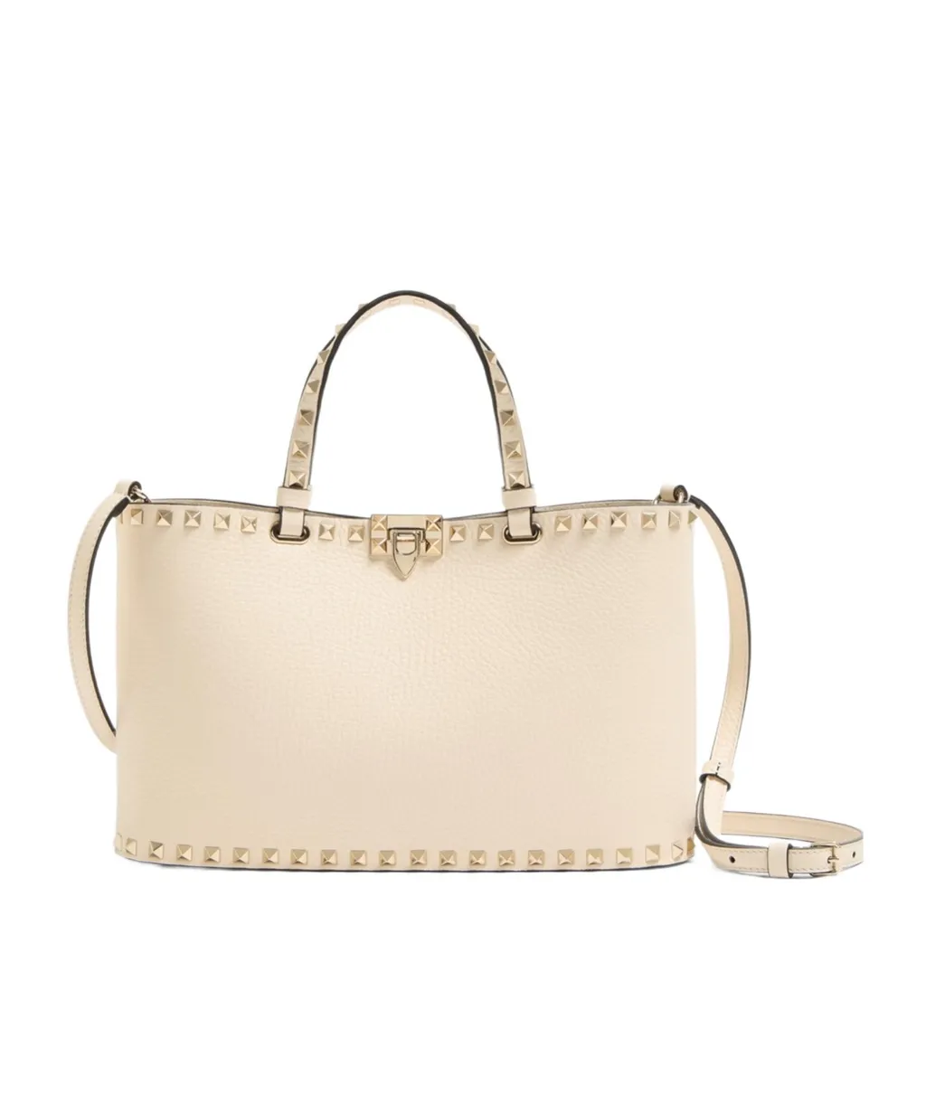 Valentino Garavani Rockstud Small Shopping Bag In Grainy Calfskin