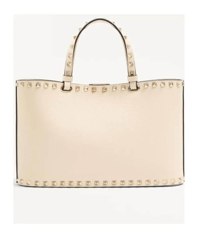 Valentino Garavani Rockstud Small Shopping Bag In Grainy Calfskin
