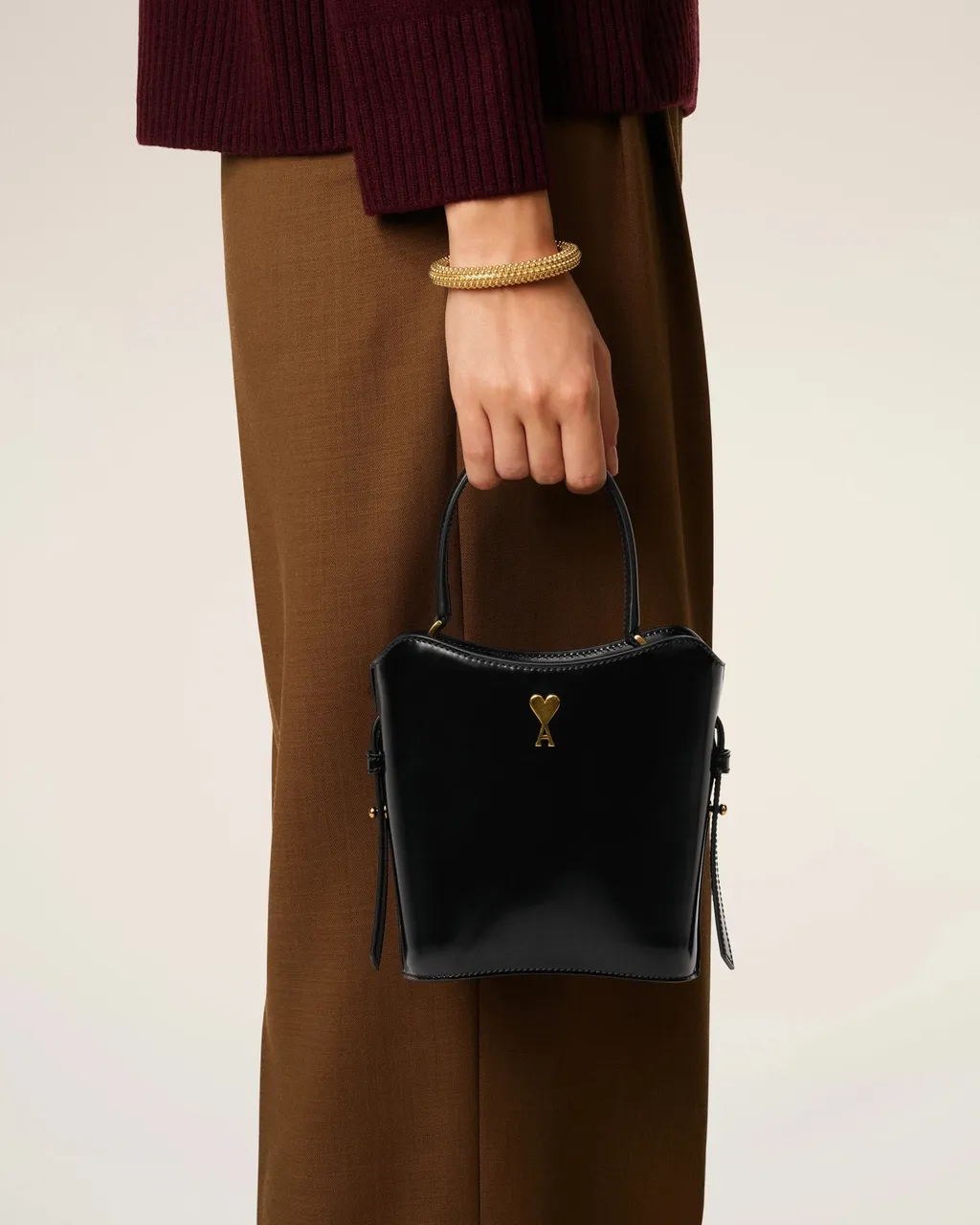Ami Paris Mini Drawstring Bucket Bag