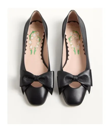 Valentino Bowow Round Toe Slip-On Ballet Flats