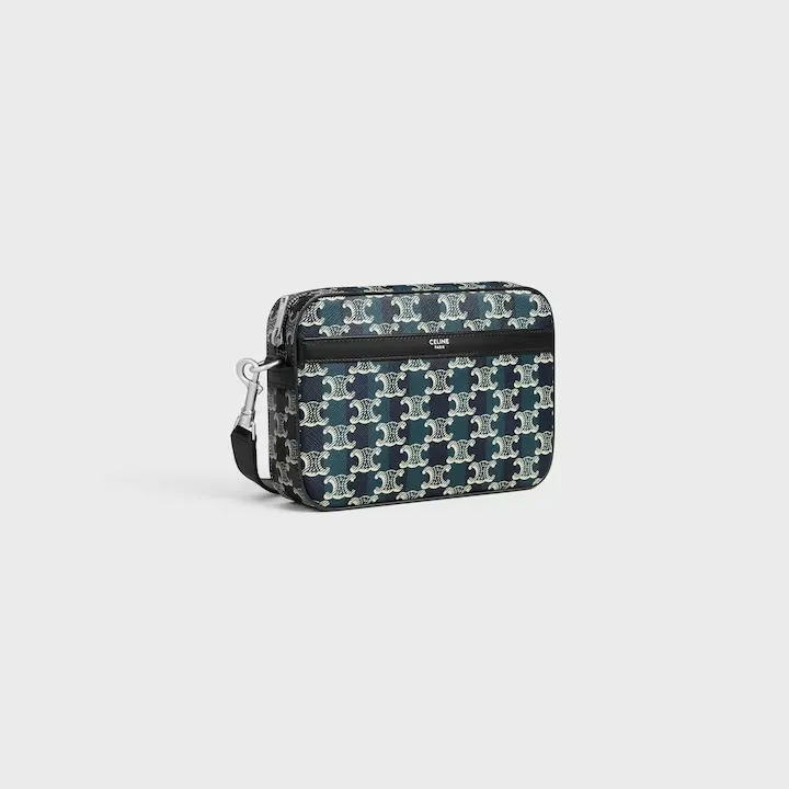 Small Messenger Bag In Striped Triomphe Canvas And Calfskin