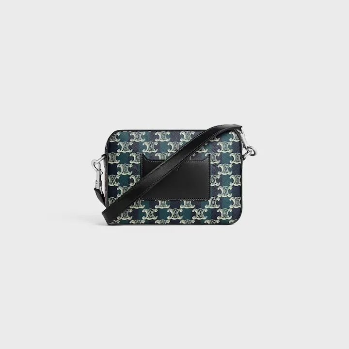 Small Messenger Bag In Striped Triomphe Canvas And Calfskin