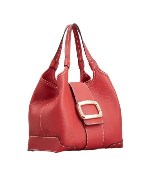 Viv' Choc Mini Shopping Bag In Leather