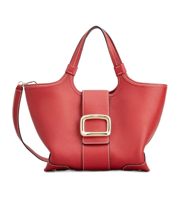 Viv' Choc Mini Shopping Bag In Leather