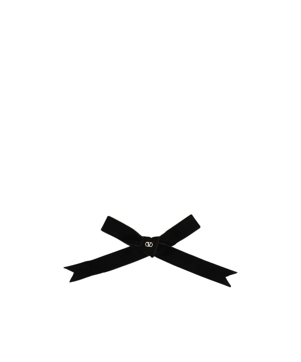 Valentino Vlogo Plaque Bow Hair Clip