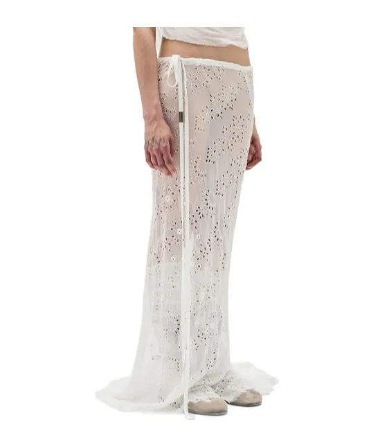 Long Bias Embroidered Skirt