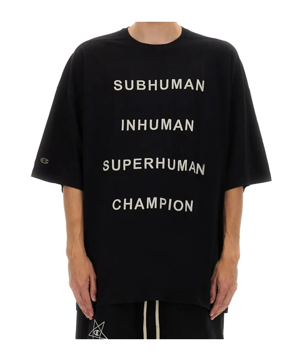 Rick Owens X Champion Text Printed Crewneck T-Shirt