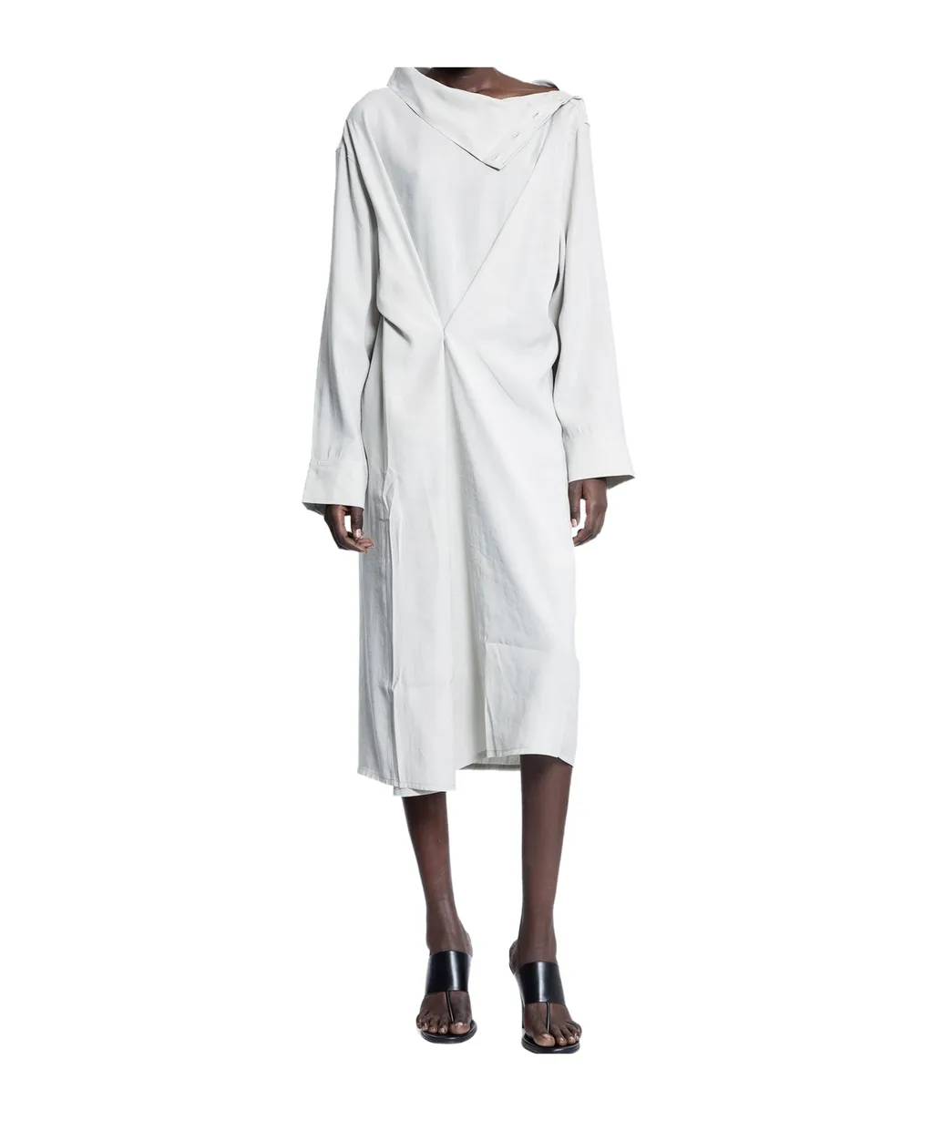 Leat High-Neck Draped Dress