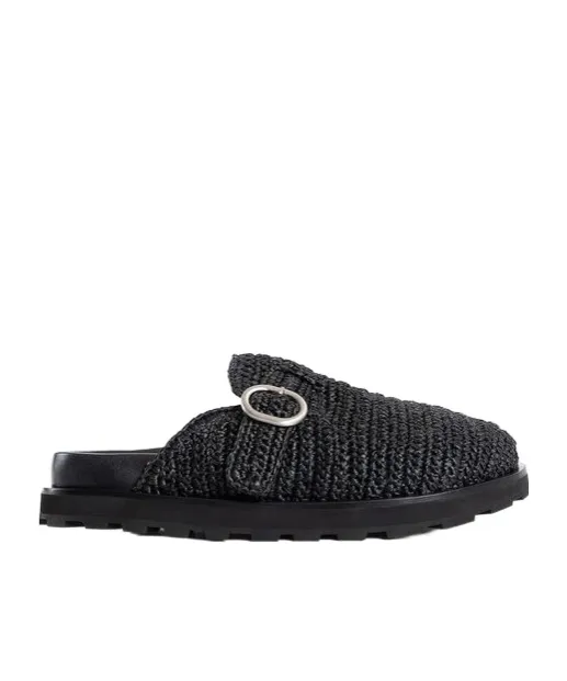 Buckle Raffia Clogs