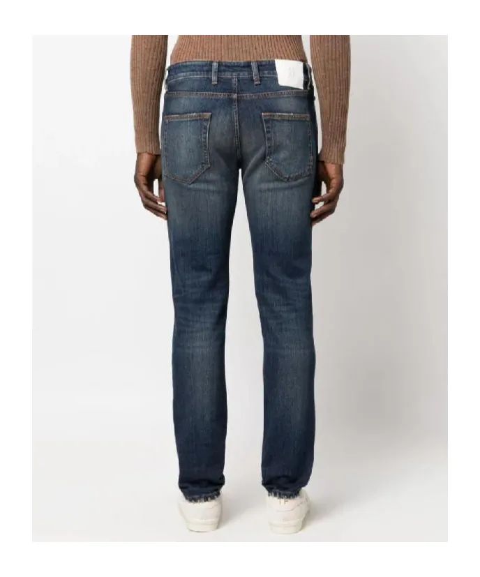 Pt Torino Logo-Patch Washed Slim-Cut Jeans