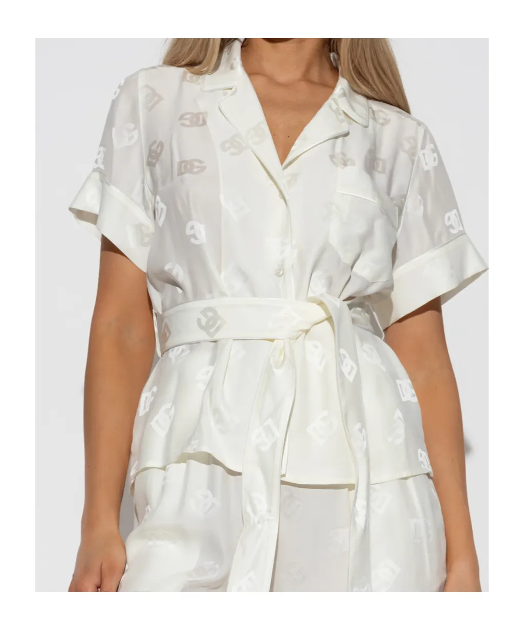 Monogram-Jacquard Tied-Waist Shirt