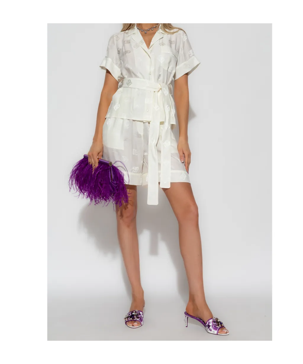 Monogram-Jacquard Tied-Waist Shirt