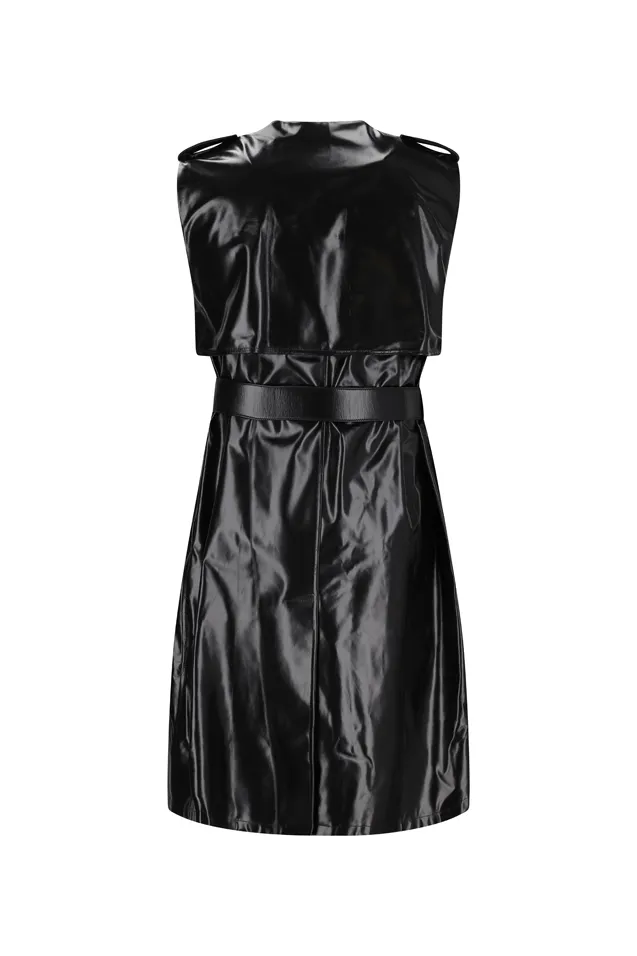 Sleeveless Belted Coat