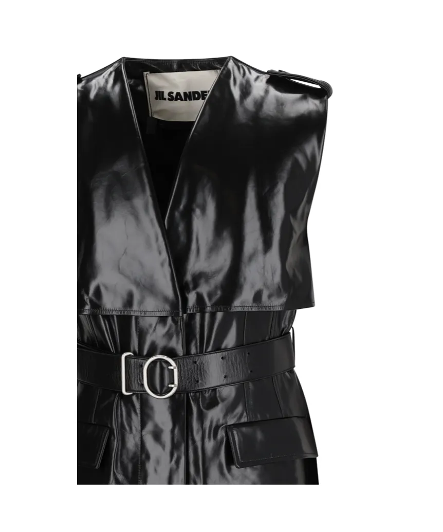 Sleeveless Belted Coat