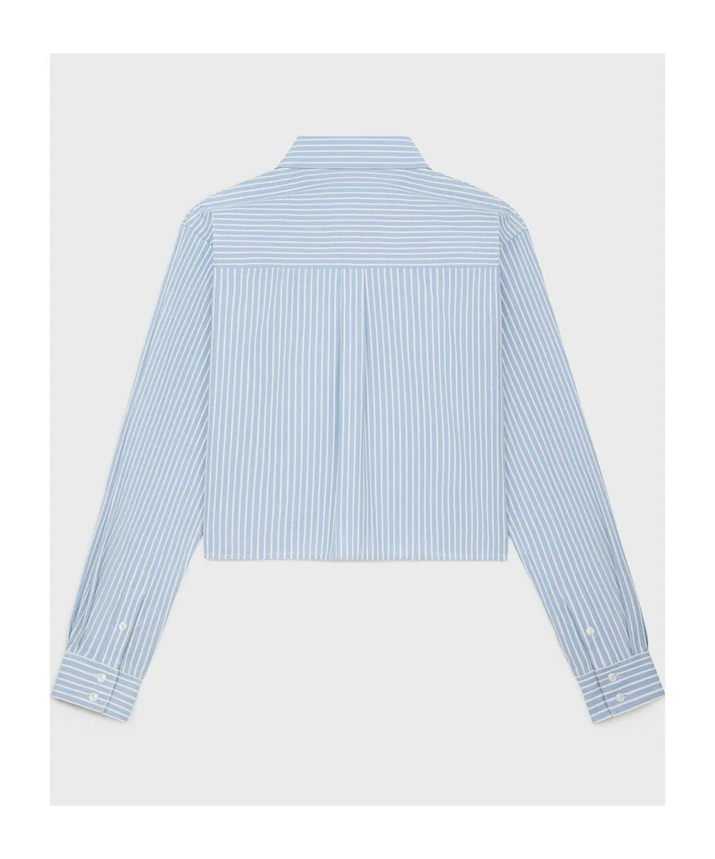 Cropped Shirt In Hickory Striped Cotton