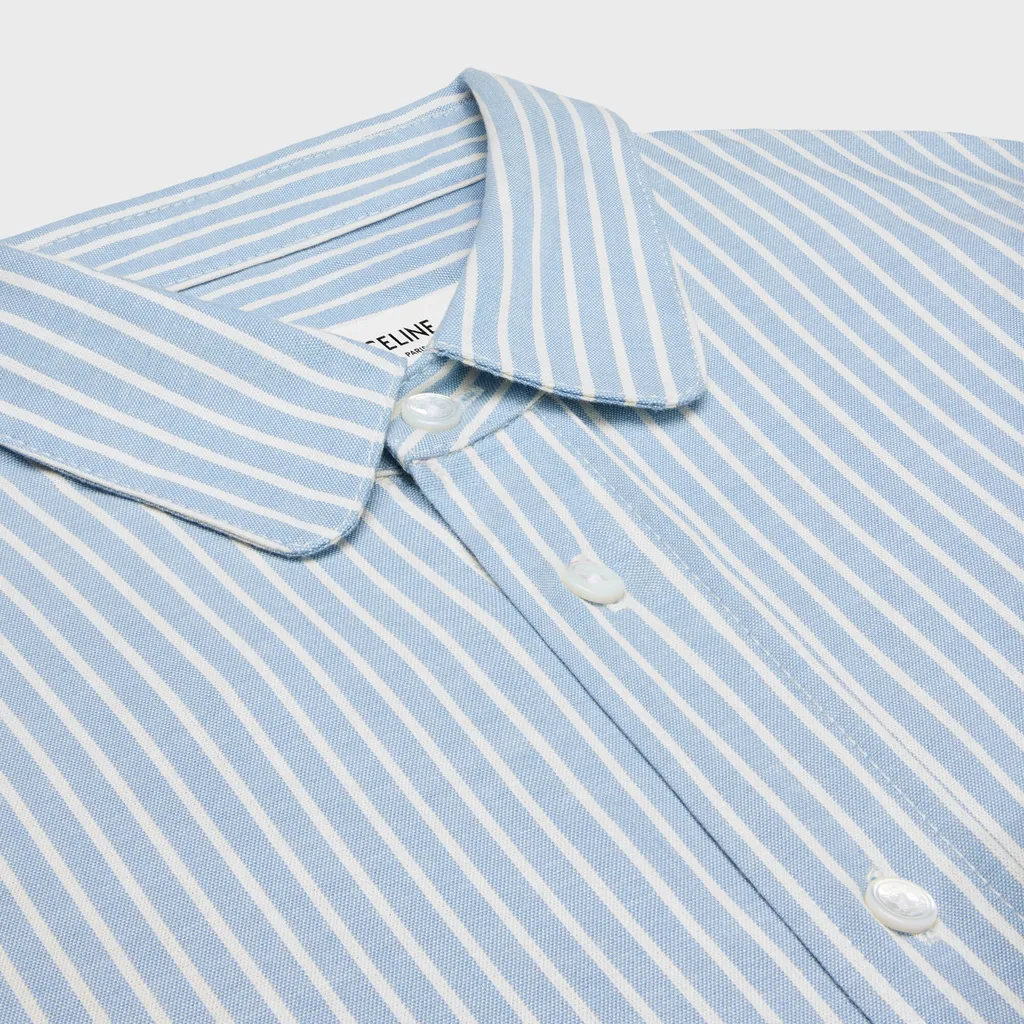 Cropped Shirt In Hickory Striped Cotton