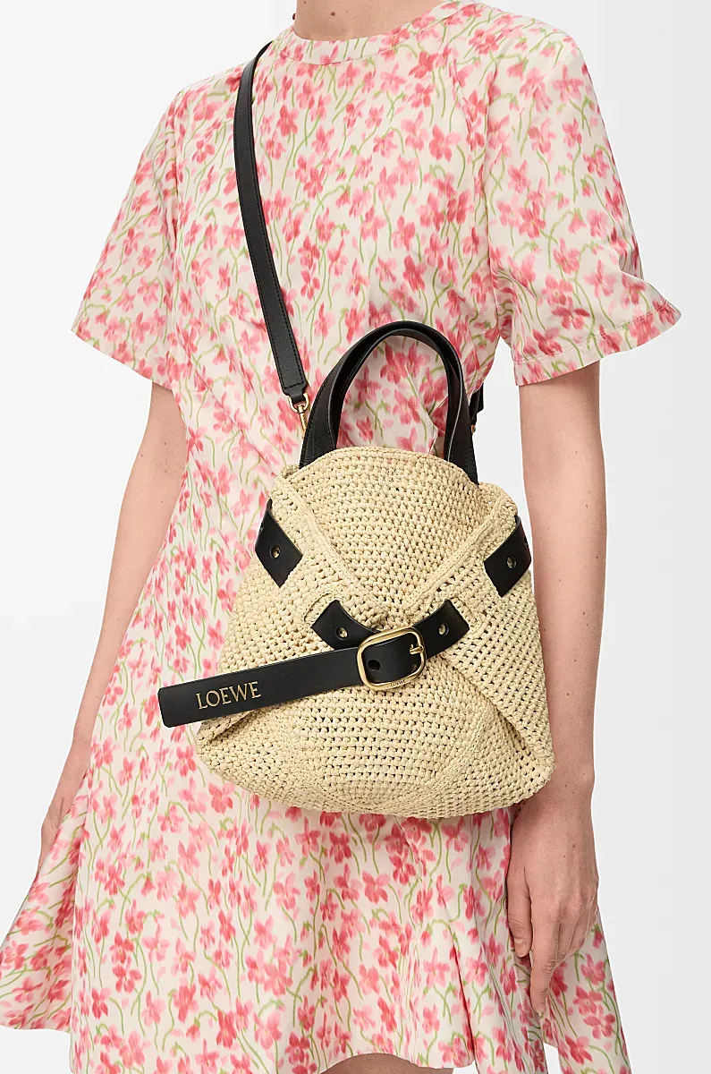 Loewe Buckle Detailed Woven Tote Bag