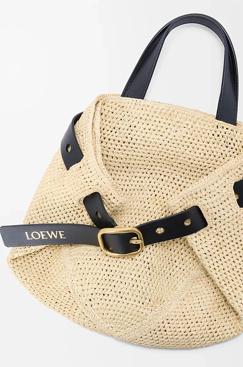 Loewe Buckle Detailed Woven Tote Bag