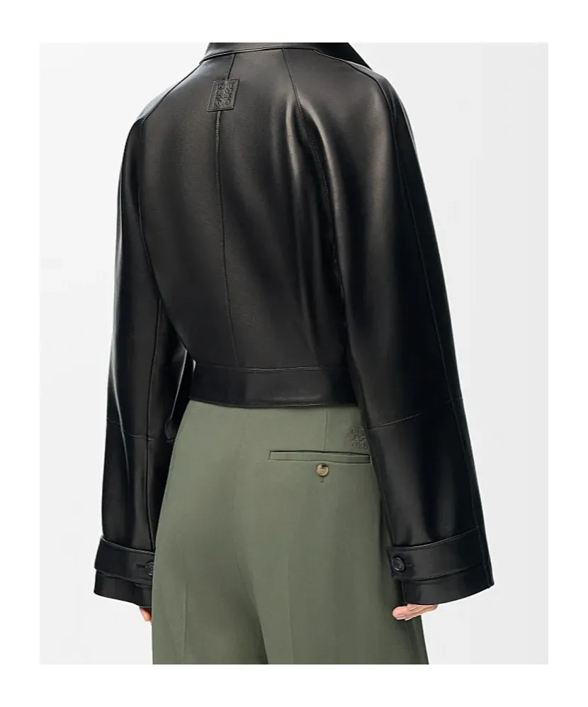 Long-Sleeved Leather Jacket