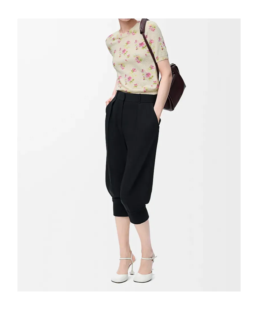 Loewe Floral Print Knit Short-Sleeve Top