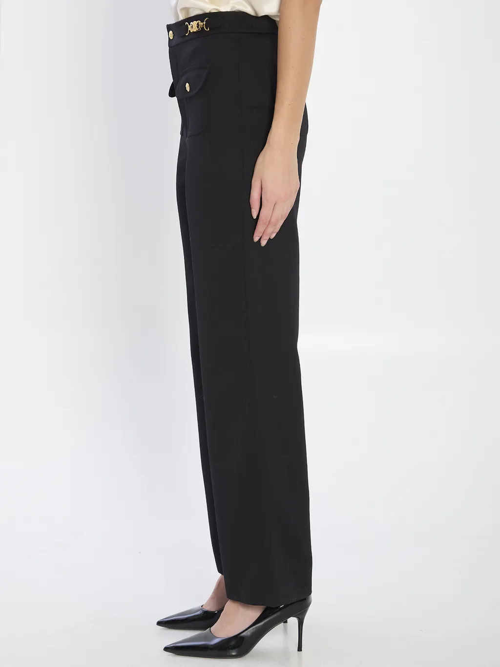 Pants With Gourmettes In Diagonal Wool