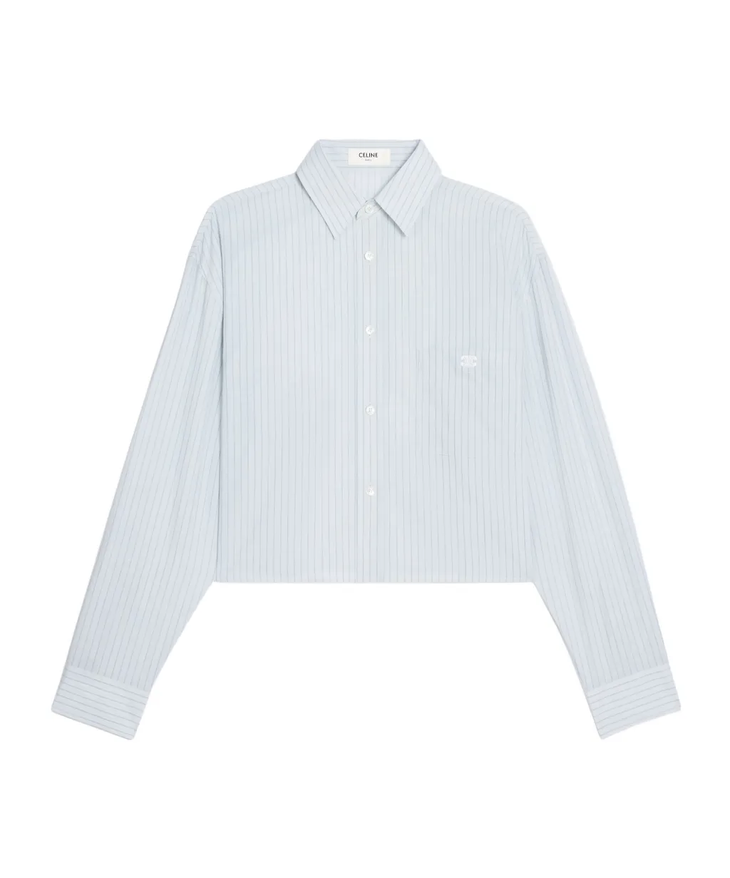 Cropped Shirt In Cotton Chambray
