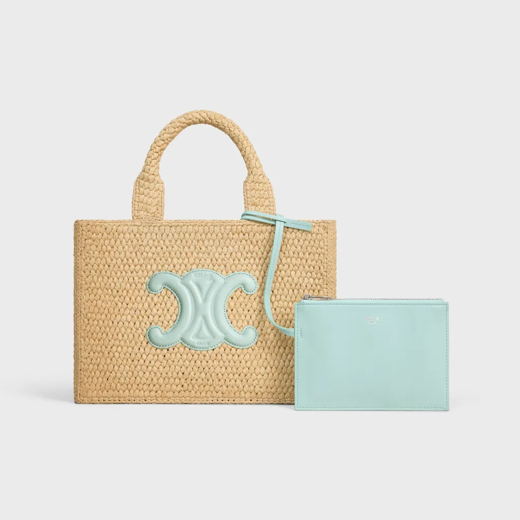 Small Cabas Thais In Raffia And Calfskin