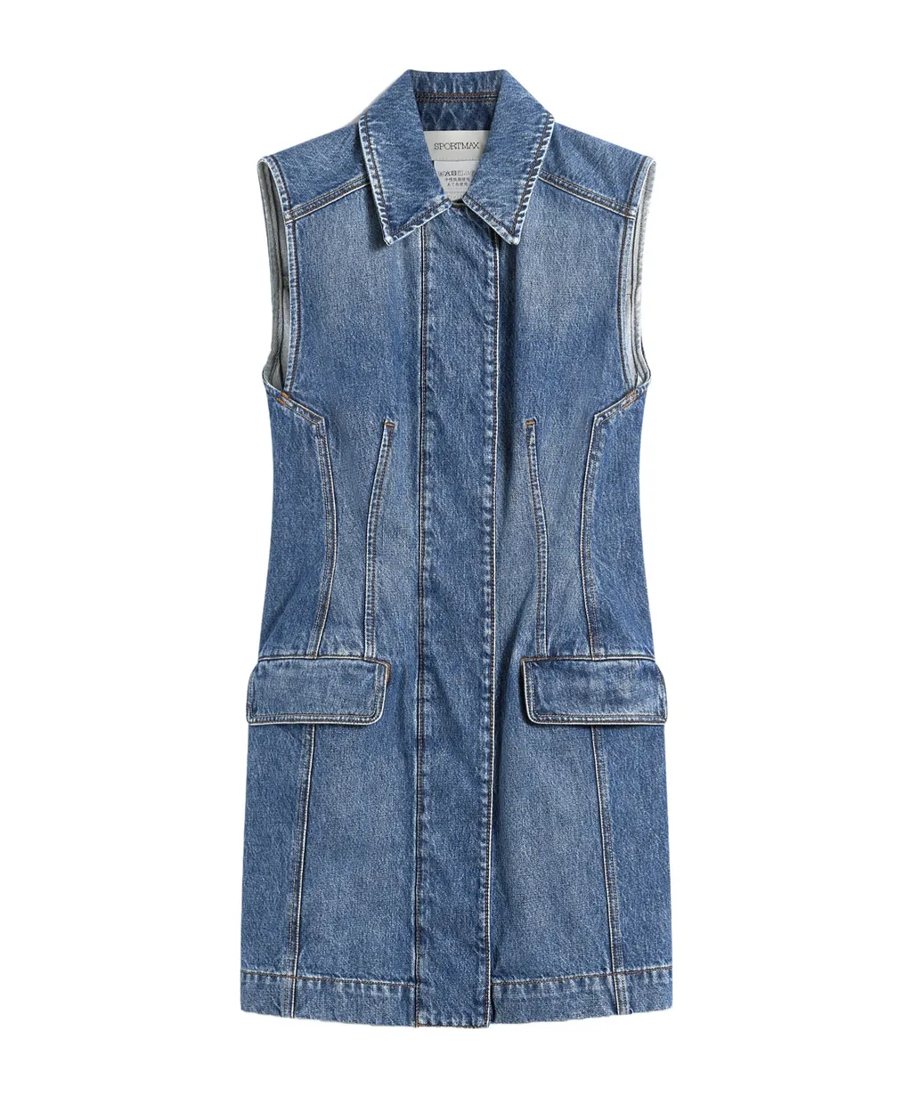 Sportmax Carabo Sleeveless Denim Mini Dress
