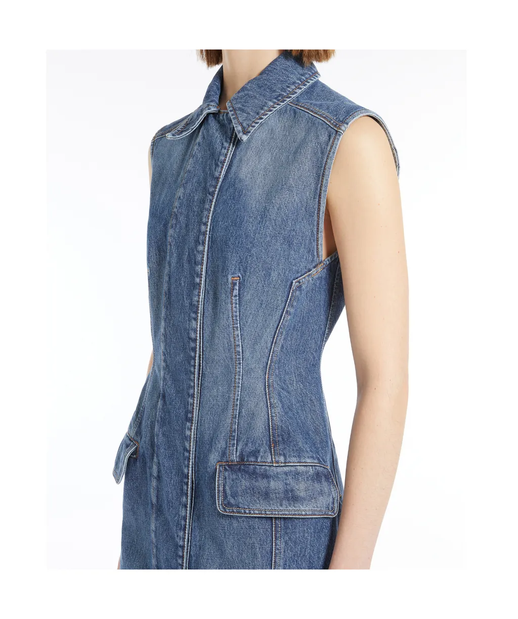 Sportmax Carabo Sleeveless Denim Mini Dress