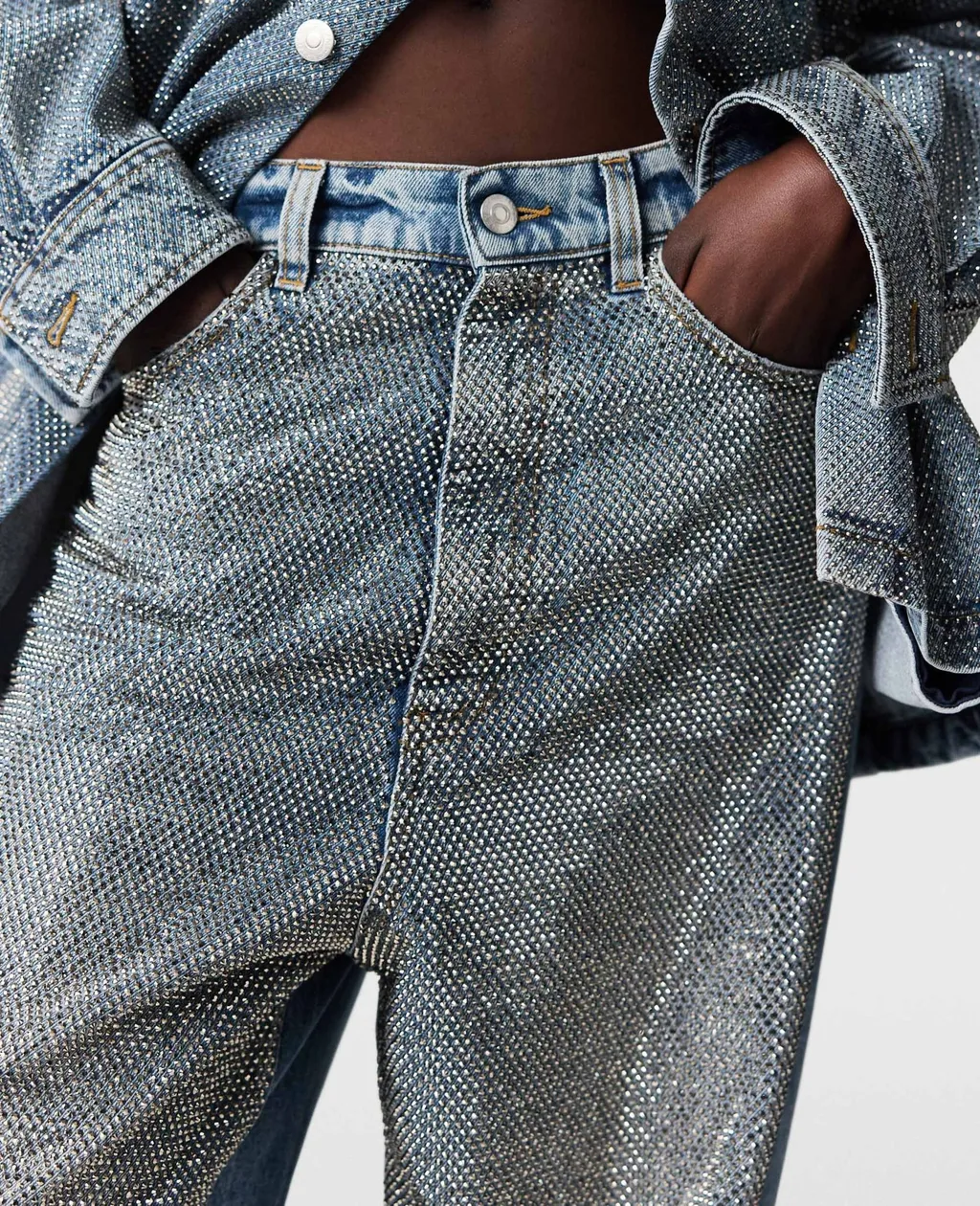 Stella Mccartney Oversized Embellished Denim Jeans